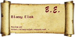 Blasy Elek névjegykártya